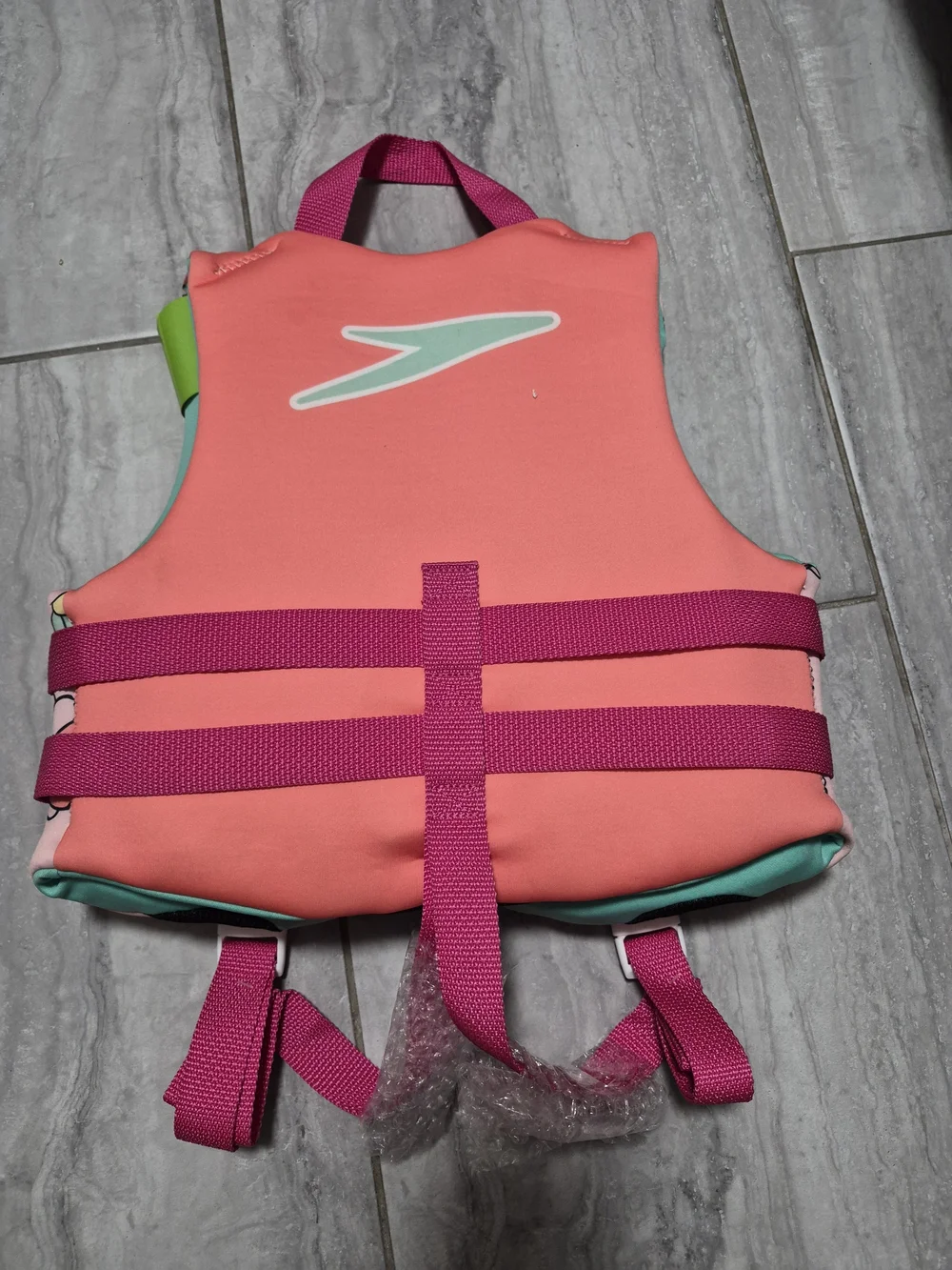 Speedo Kids Pink Shell Print Ski Vest Bright Pink Adjustable Straps 30-50 Lbs